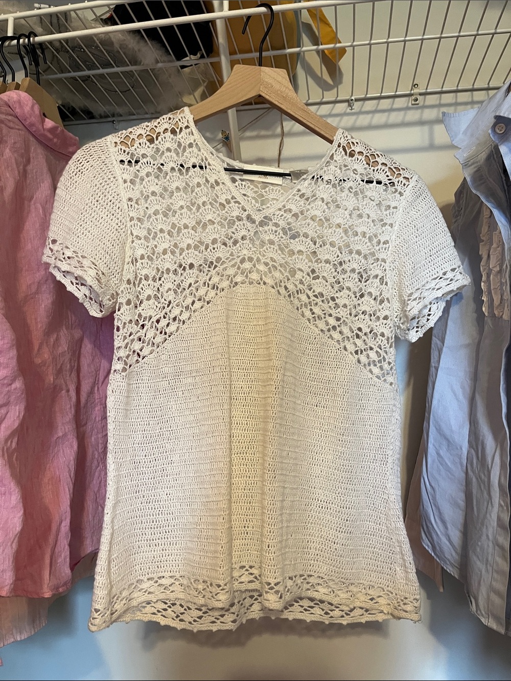 Preswick & Moore Crochet Lace Knit Top - Cream